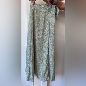 Floral Green Wrap Skirt
